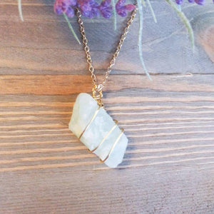 Aquamarine Hand Wrapped Crystal Necklace | Handmade Intention Jewelry 