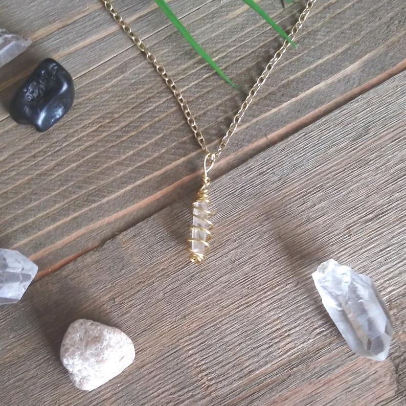 Clear Quartz Hand Wrapped Crystal Necklace | Handmade Intention Jewelry