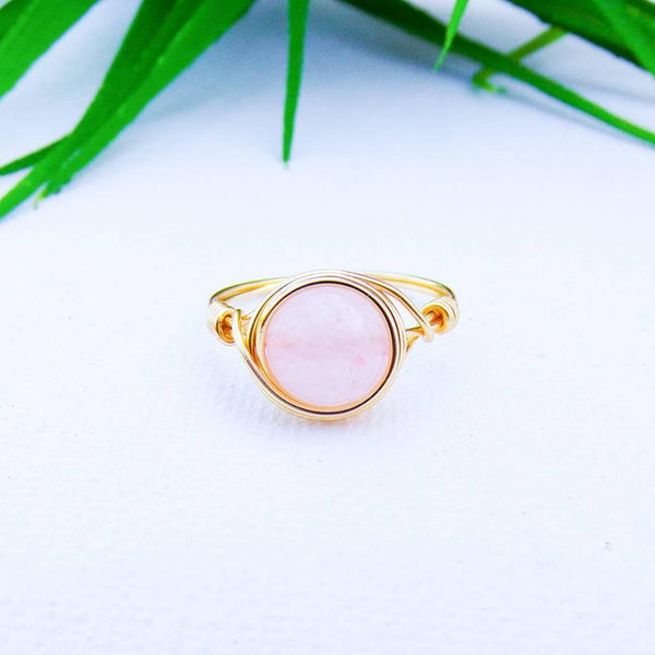 Rose Quartz Handmade Wire Wrapped Ring | Women's Crystal Jewelry